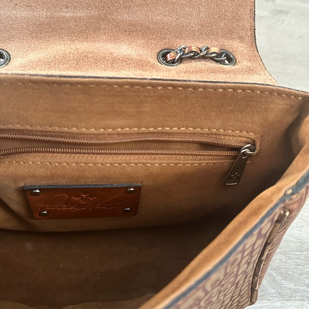 Patricia Nash Textured Brown Leather Clutch Shoulder Bag - Picture 3 of 7